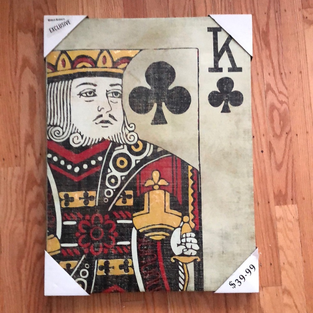 King of Clubs graphic print on canvas.